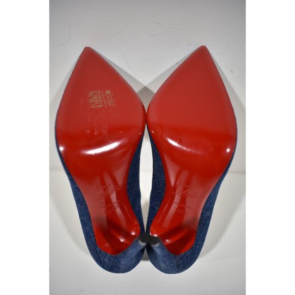 Christian Louboutin So Kate 120 Blue Denim Saba Gold Stiletto Heel Pump 38.5 - Picture 12 of 12